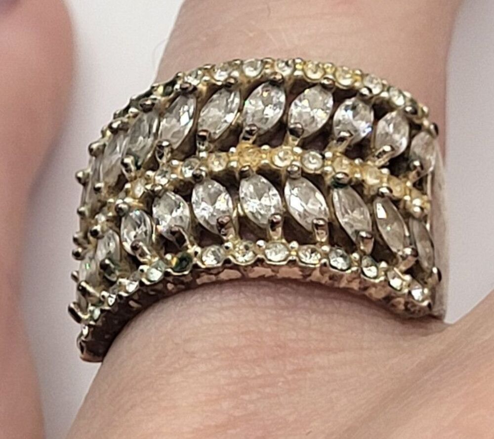 Estate Marquise Cut Leaf Stacked Ring Fashion Size 7